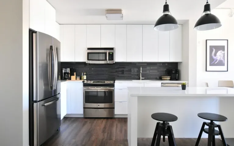 Stainless steel refrigerator in a modern kitchen