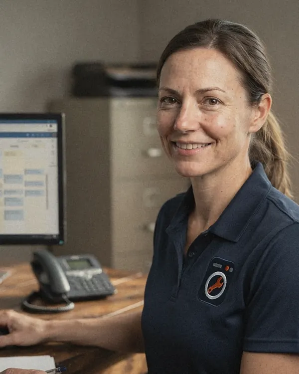 Angela Price, customer care and scheduling at Visalia Appliance Repair Pros, at the booking desk